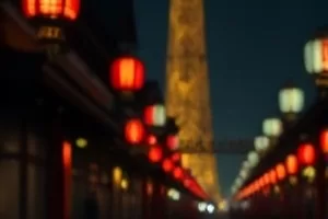 《深夜食堂车》移动餐车在街角亮起暖黄灯的画面